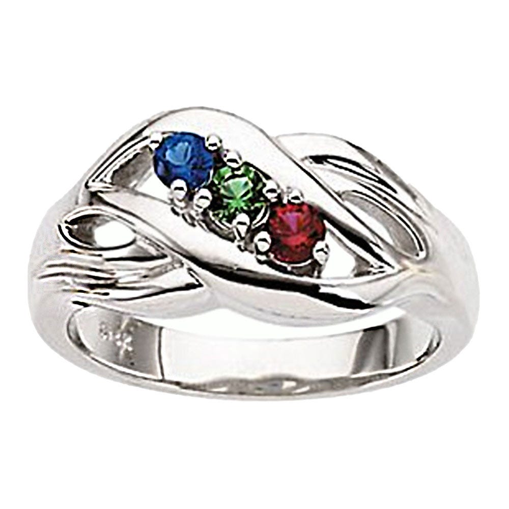 Three Birthstones Mother's Ring