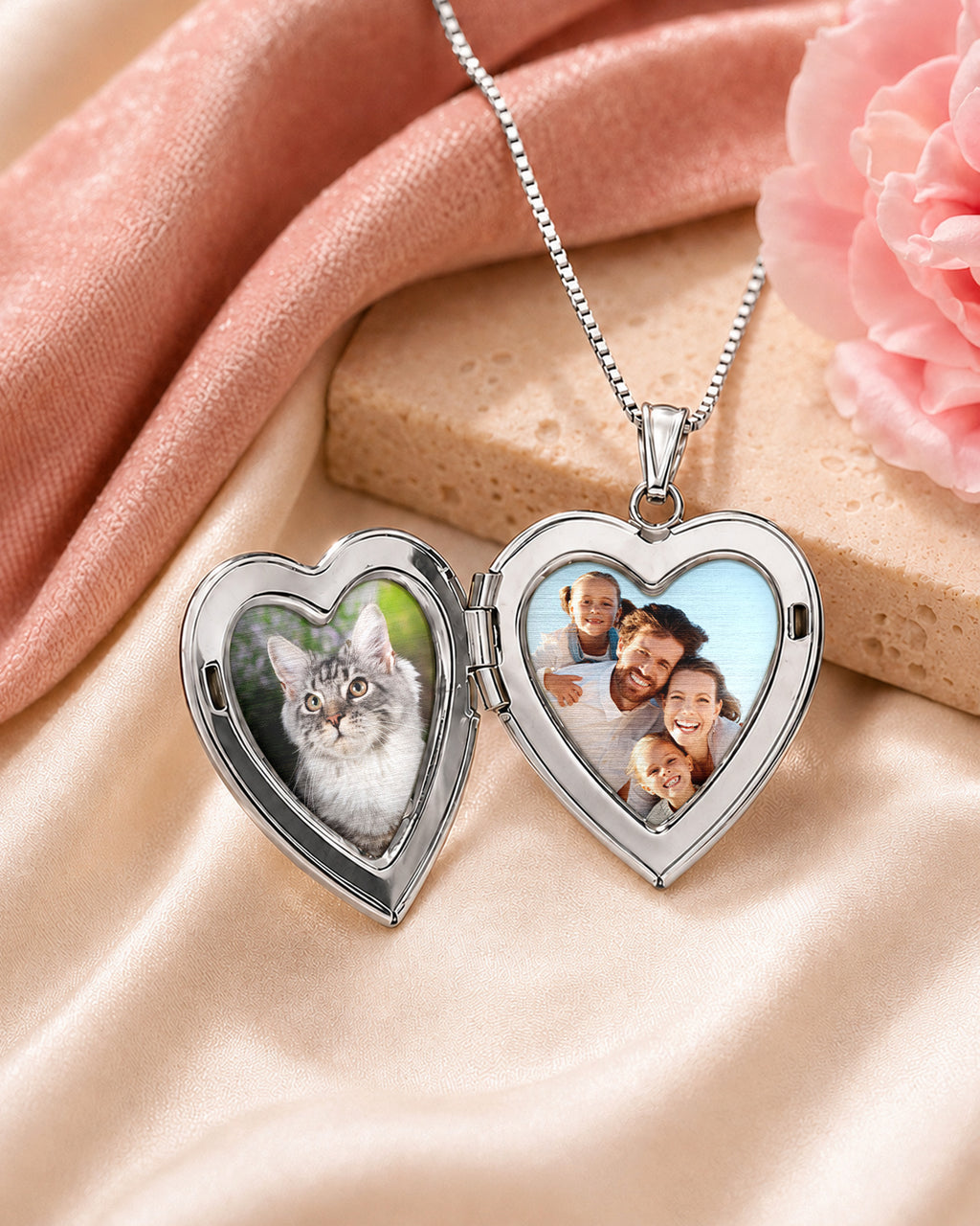 14k White Gold Mother Of Pearl Heart Photo Locket - lifestyle