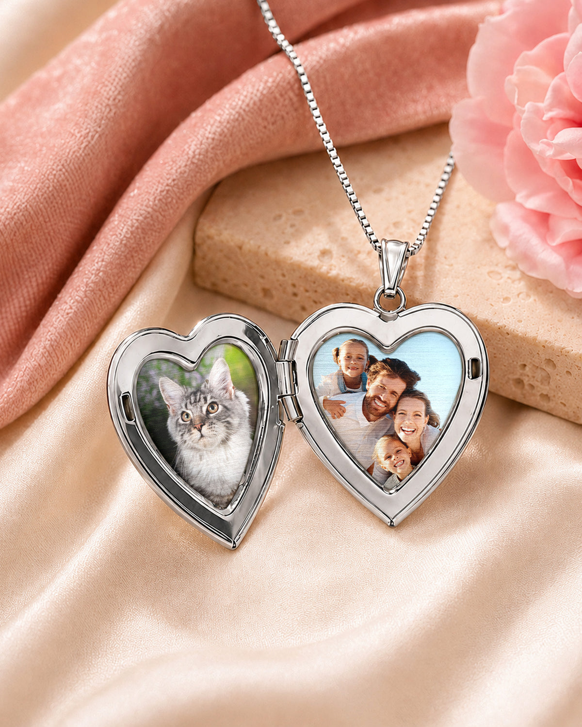 14k White Gold Mother Of Pearl Heart Photo Locket - lifestyle