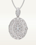 Sterling Silver Cubic Zirconia or CZ Oval Photo Locket