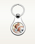 Stainless Steel Engravable Round Photo Laser Keychain - Stainless Steel 1 1/4 Inch Wide x 1 Inch Tall