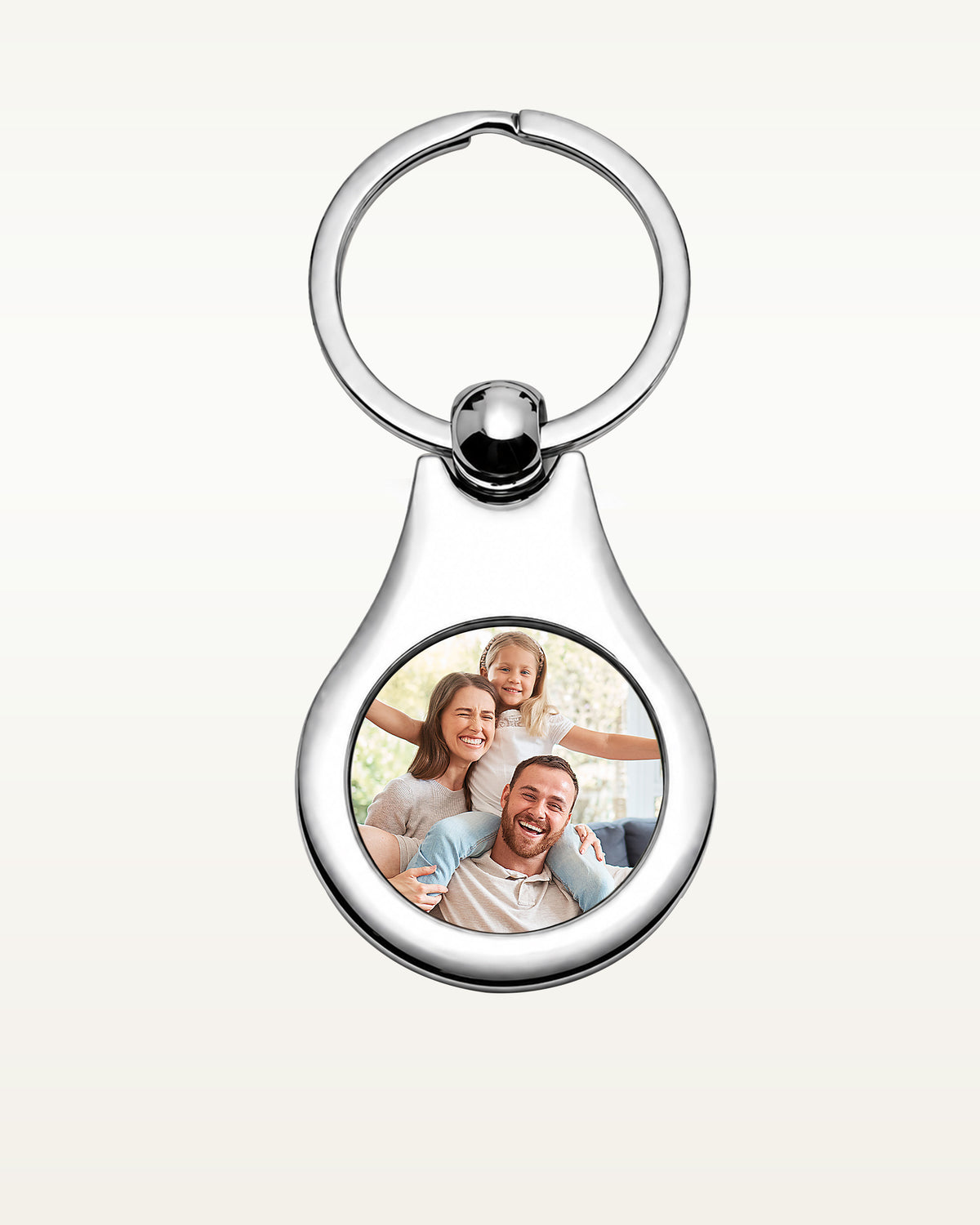 Stainless Steel Engravable Round Photo Laser Keychain - Stainless Steel 1 1/4 Inch Wide x 1 Inch Tall