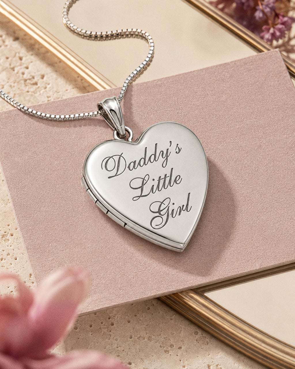 Sterling Silver Daddy's Little Girl Heart Photo Locket - lifestyle