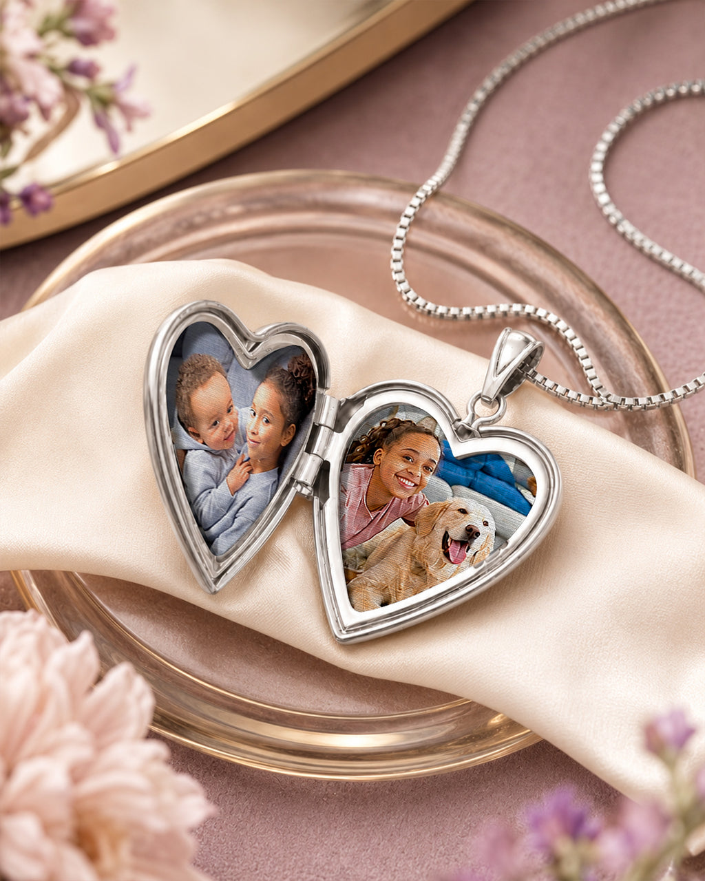 Sterling Silver Daddy's Little Girl Heart Photo Locket - lifestyle