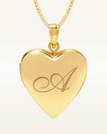 Solid 14K Yellow Gold Initial Heart Photo Locket