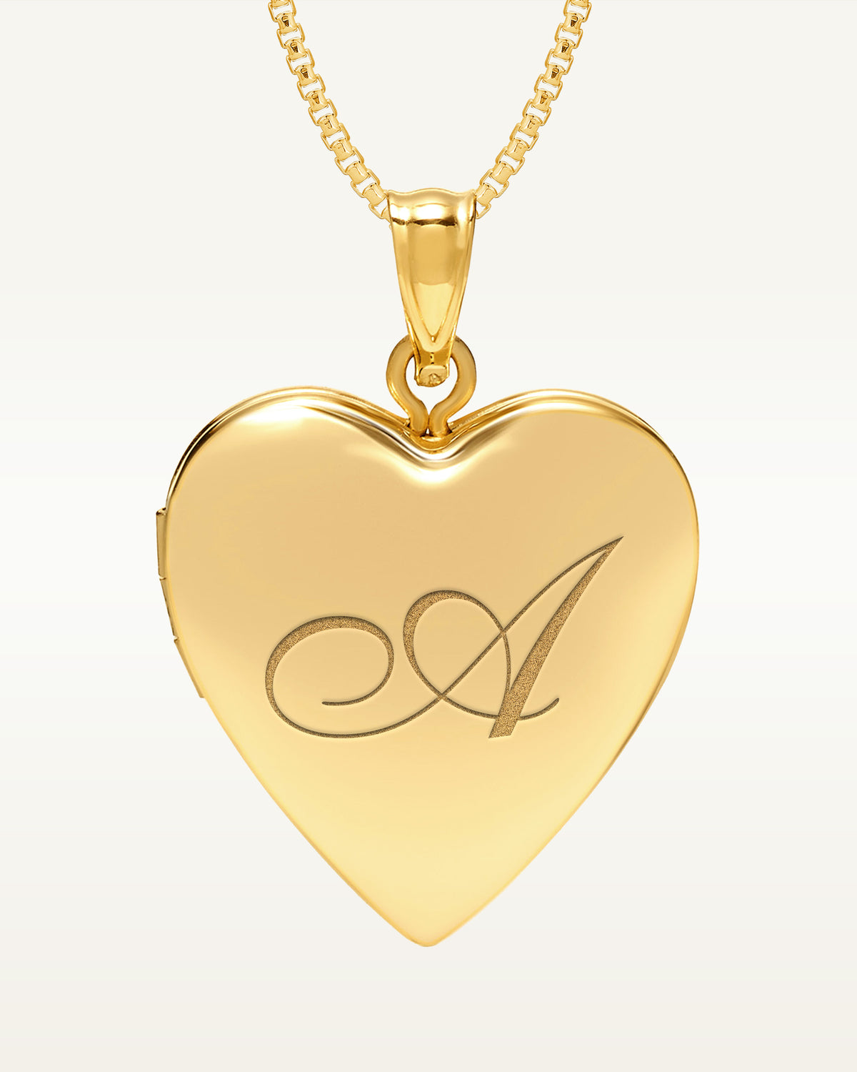 Solid 14K Yellow Gold Initial Heart Photo Locket