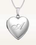 Sterling Silver English Style Initial Heart Photo Locket