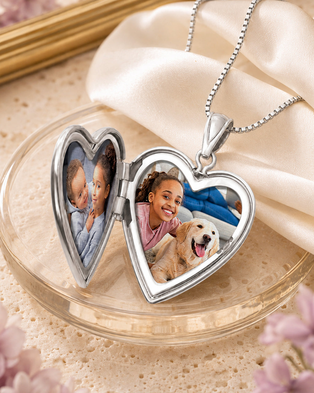 Sterling Silver English Style Initial Heart Photo Locket - lifestyle