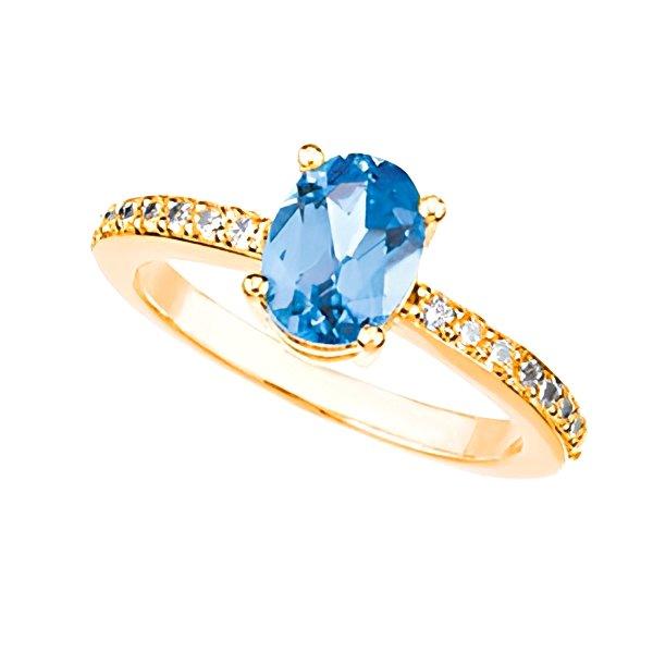 Mother's Ring with Single Birthstone with Diamonds