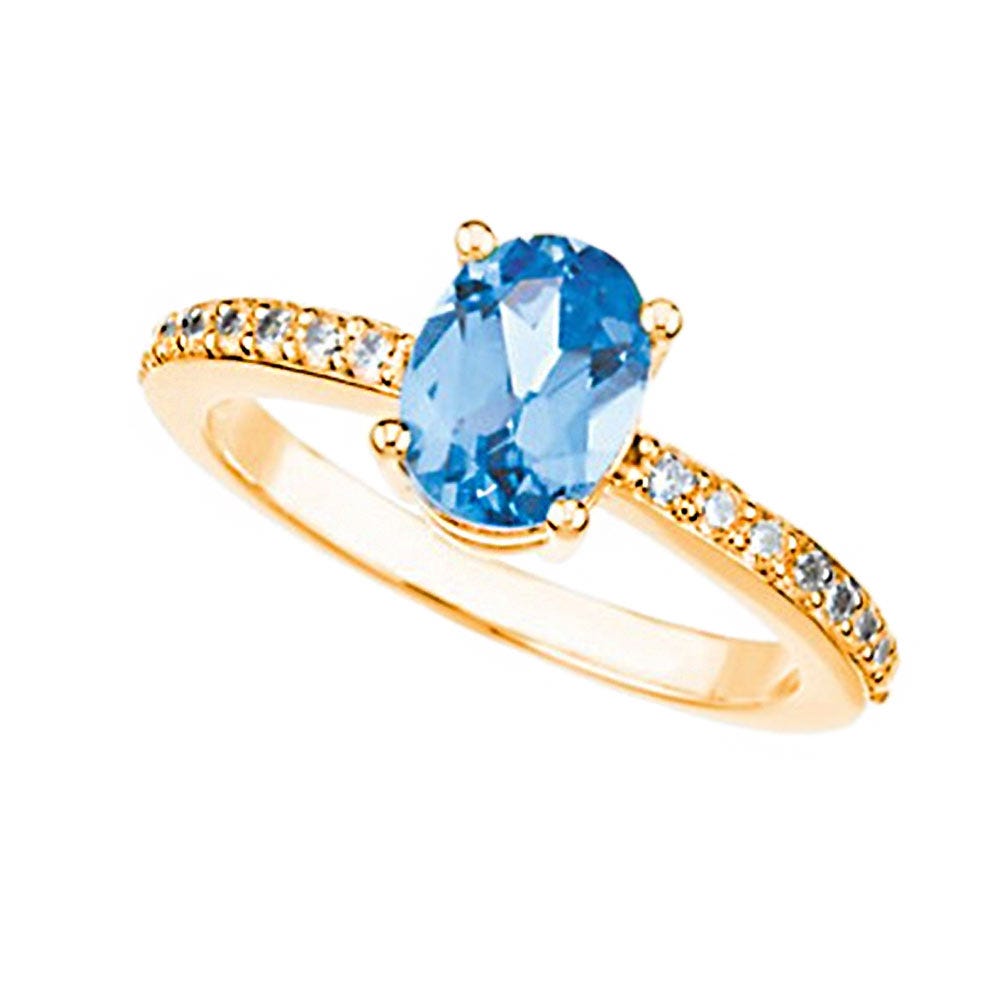 Mother's Ring with Single Birthstone with Diamonds