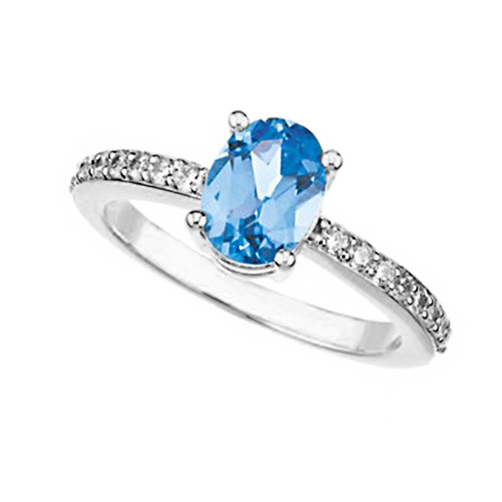 Mother's Ring with Single Birthstone with Diamonds