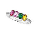 Mother's Ring with Four Birthstones and Diamonds