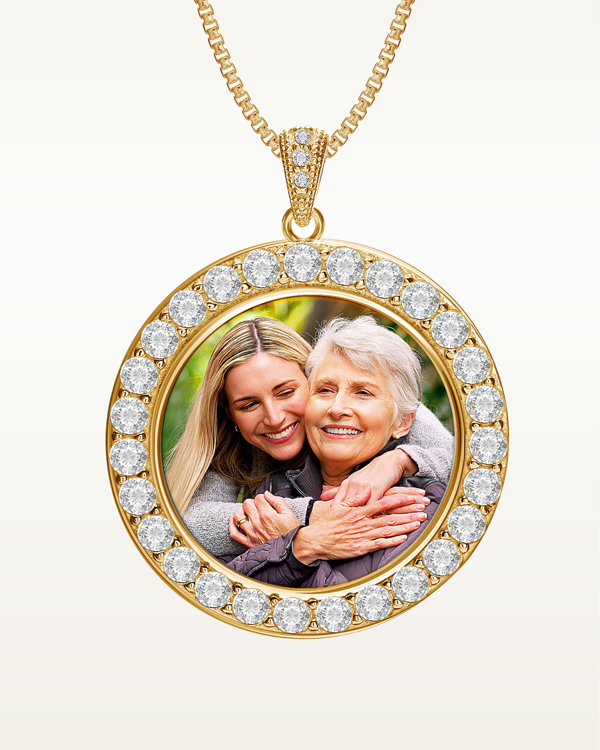 Sterling Silver & CZ Premium Round Photo Pendant