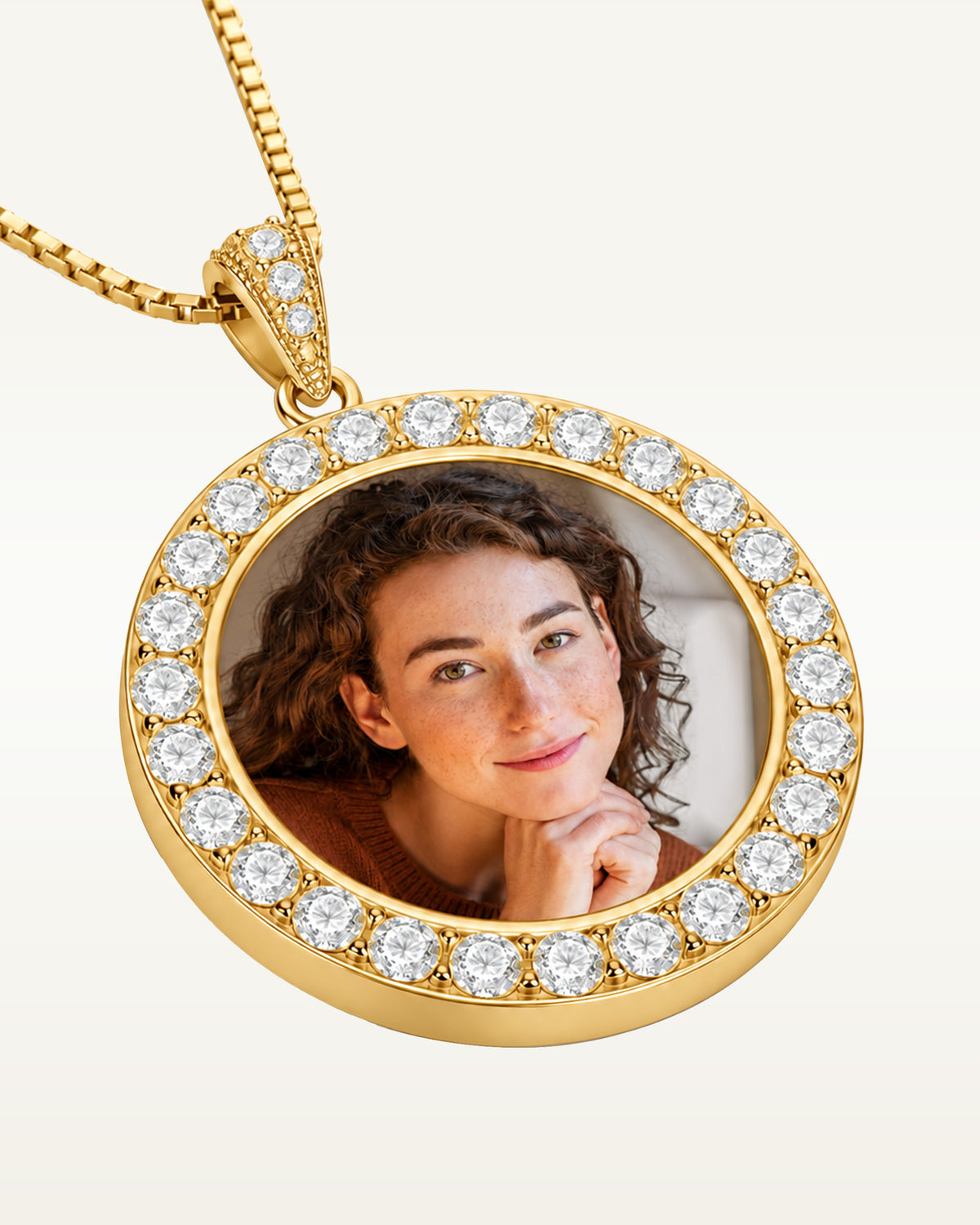 Sterling Silver & CZ Premium Round Photo Pendant