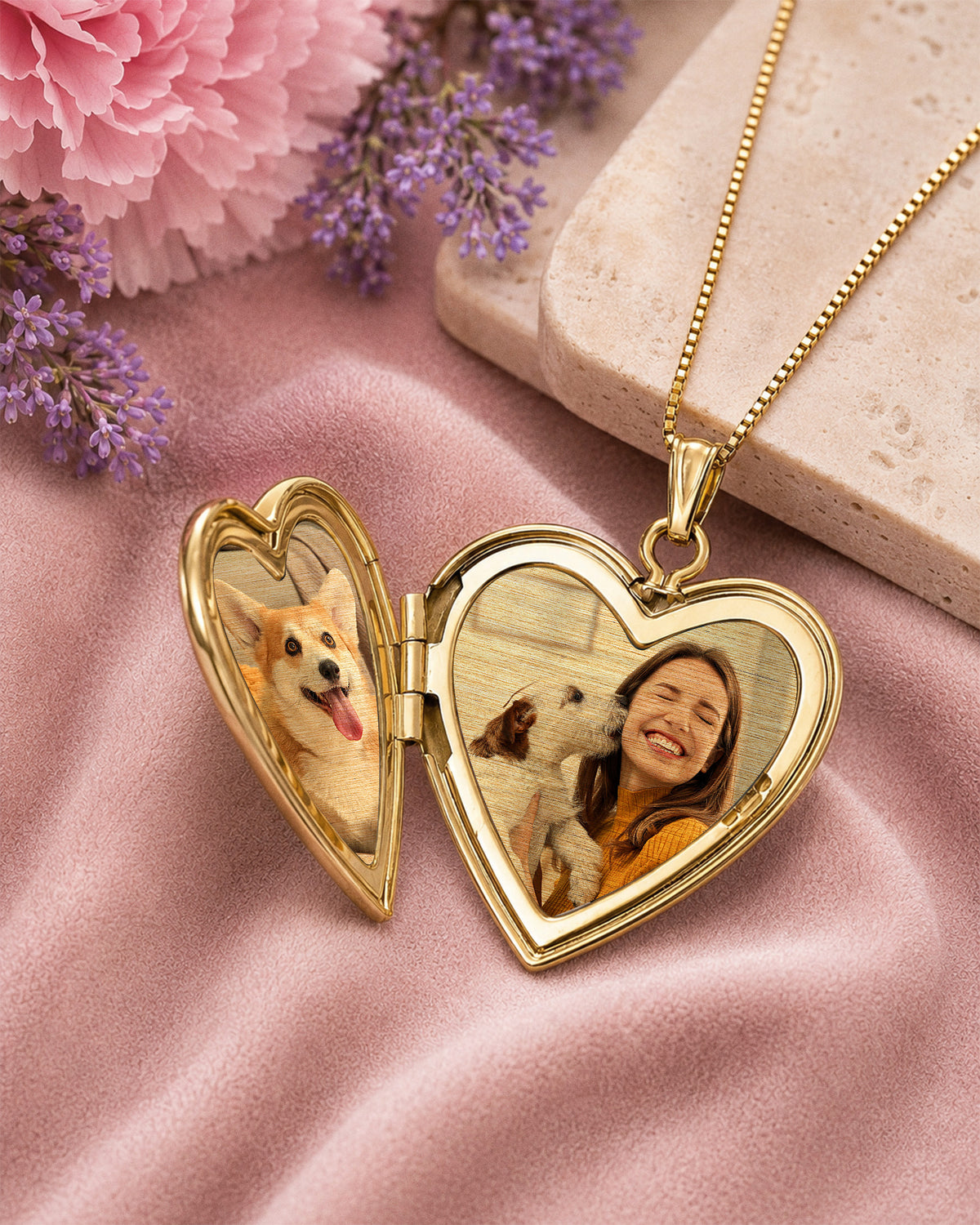 14K Yellow Gold Monarch Butterfly Heart Photo Locket - lifestyle