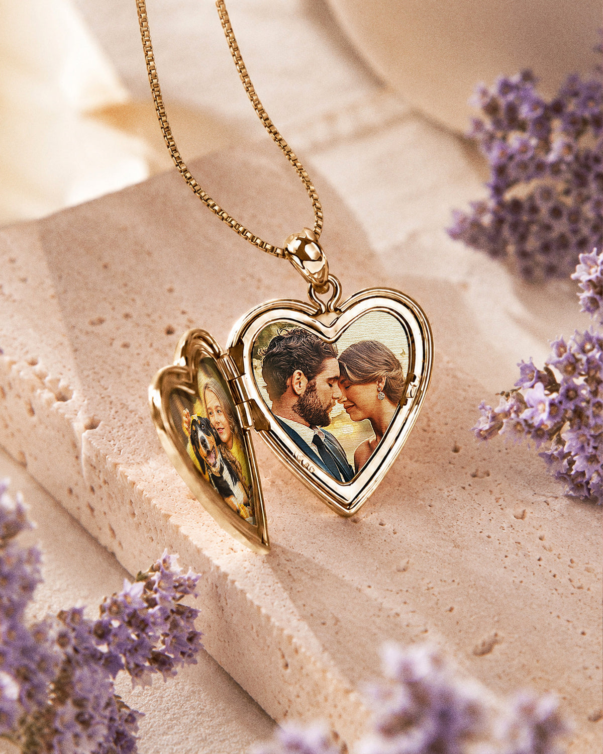 14K Gold Filled Flower Butterfly Heart Photo Locket - lifestyle