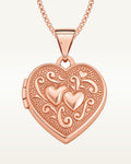 14k Rose Gold Double Heart Photo Locket