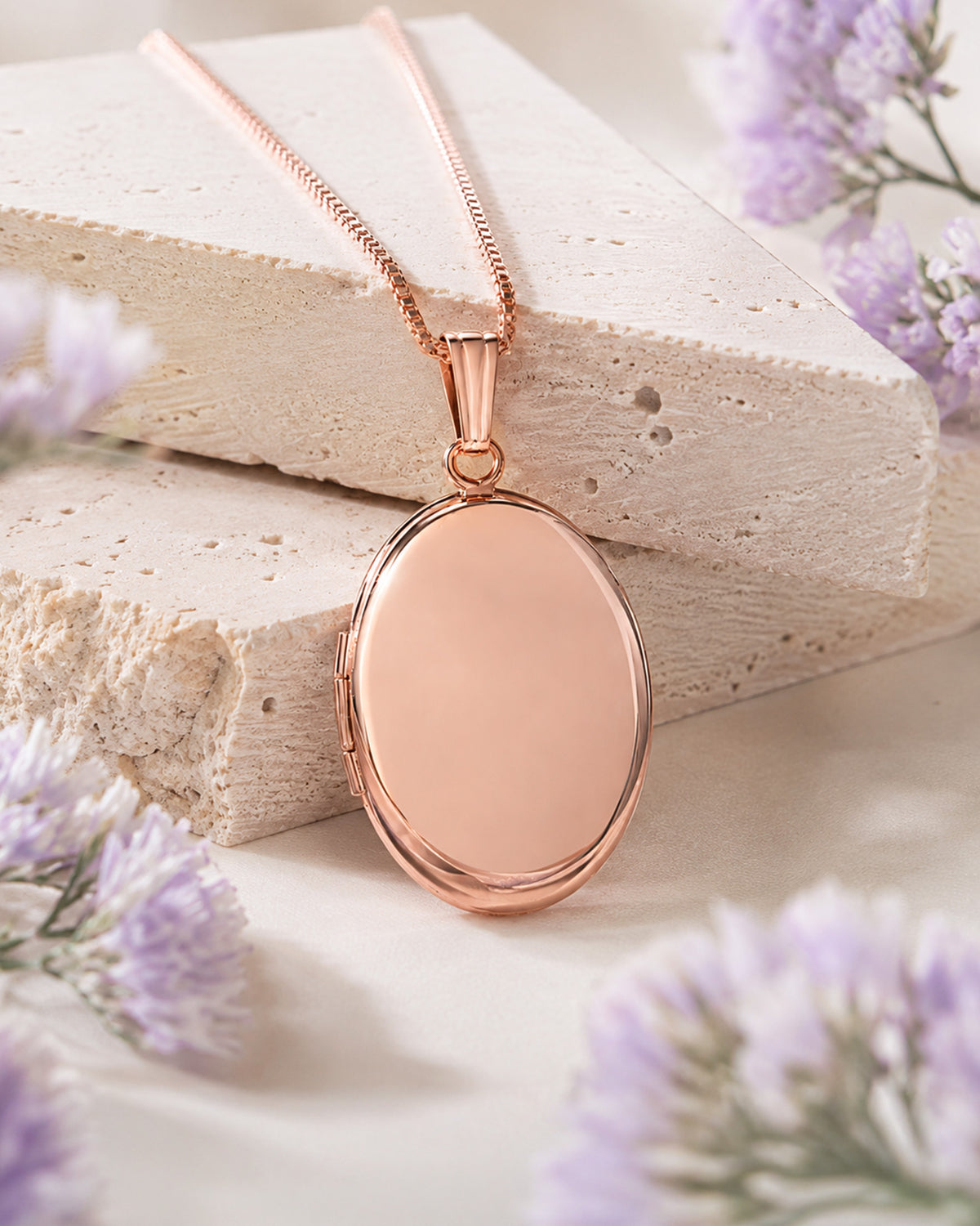 14k Rose Gold Classic Oval Photo Locket - lifestyle