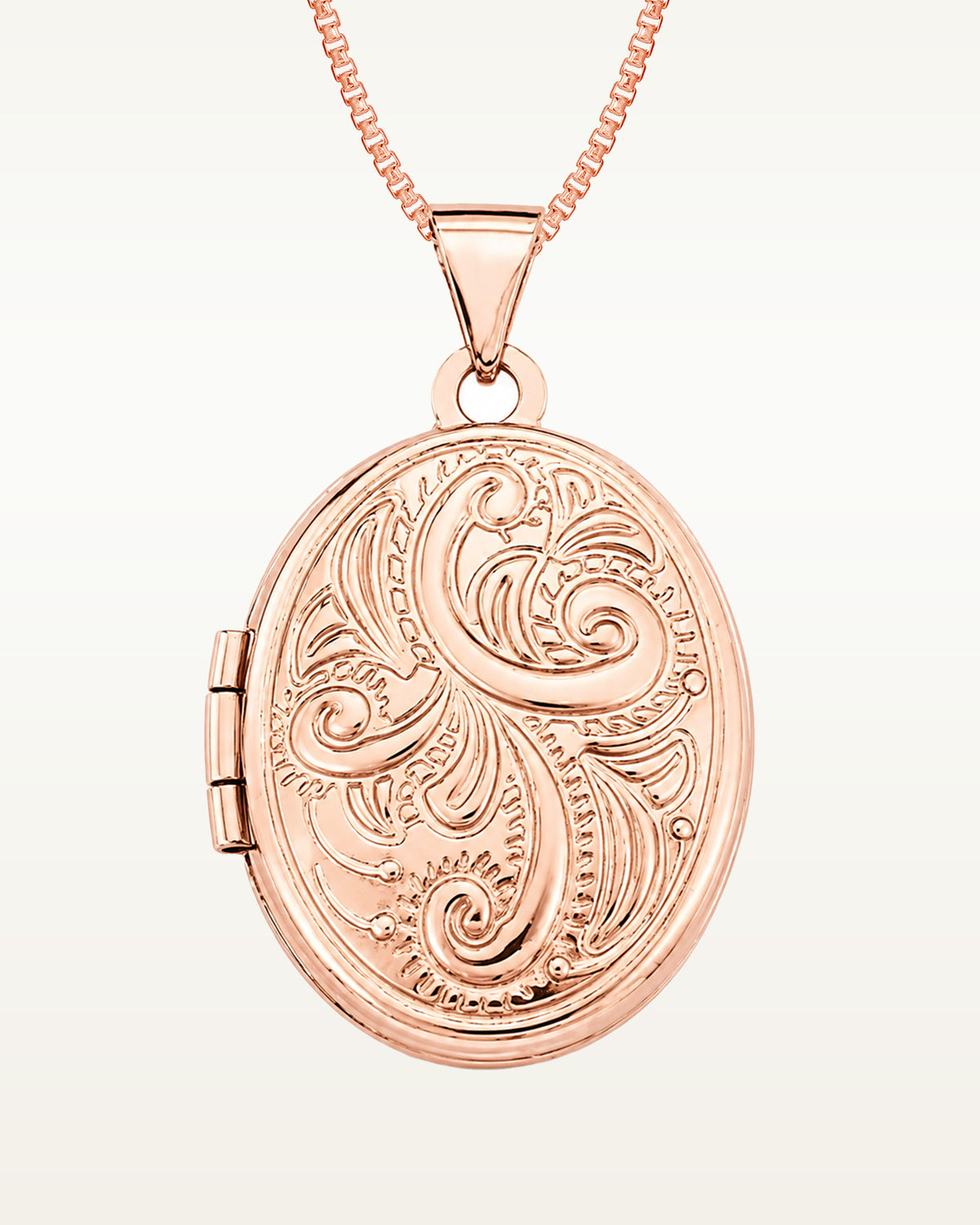 14k Rose Gold Floral Oval Photo Locket