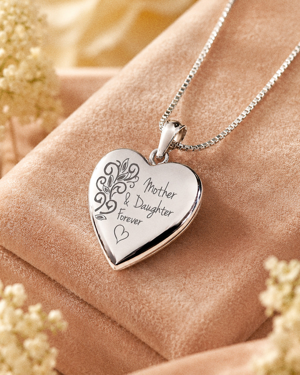 Sterling Silver Mother & Daughter Forever Heart Photo Locket - lifestyle