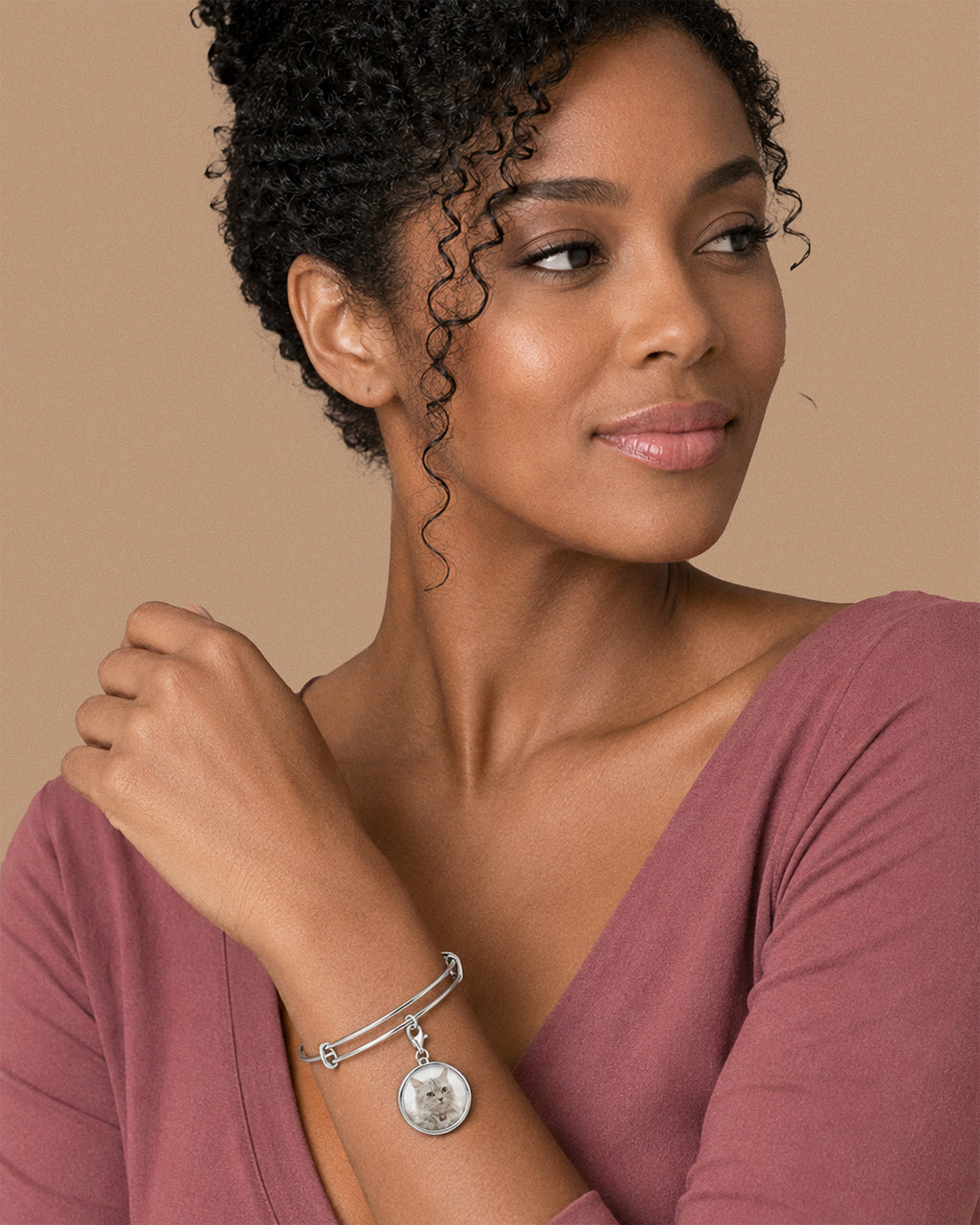 Expandable - Photo Charm Expandable Bracelet - on model