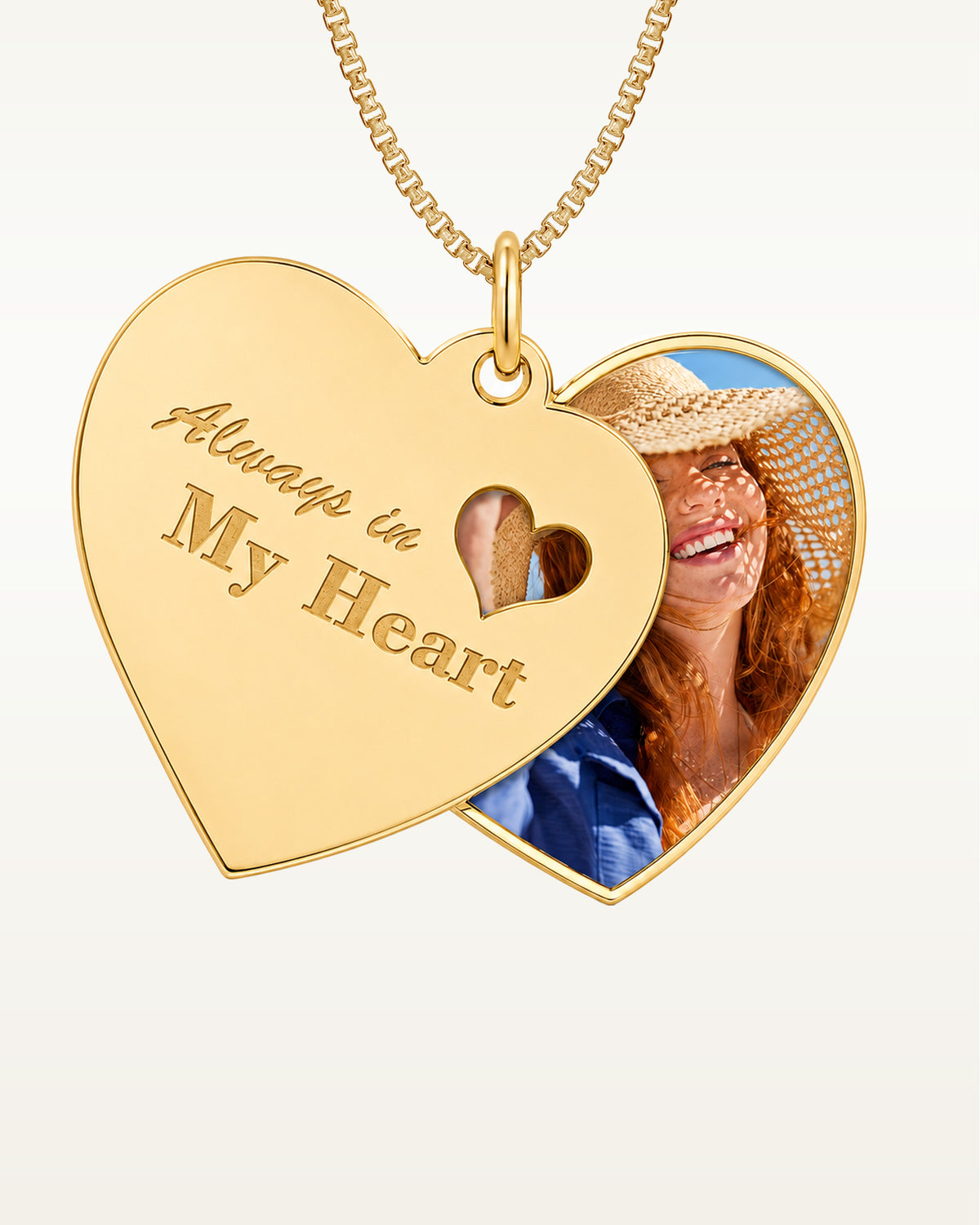 "Always In My Heart" Heart Swivel Photo Pendant