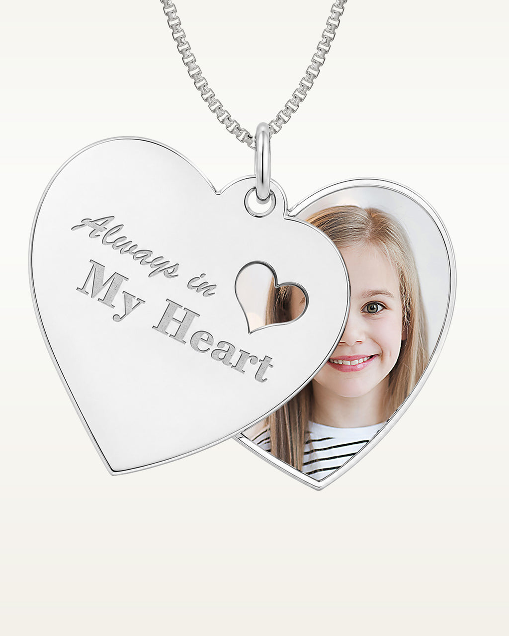 "Always In My Heart" Heart Swivel Photo Pendant