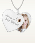 "Always In My Heart" Heart Swivel Photo Pendant