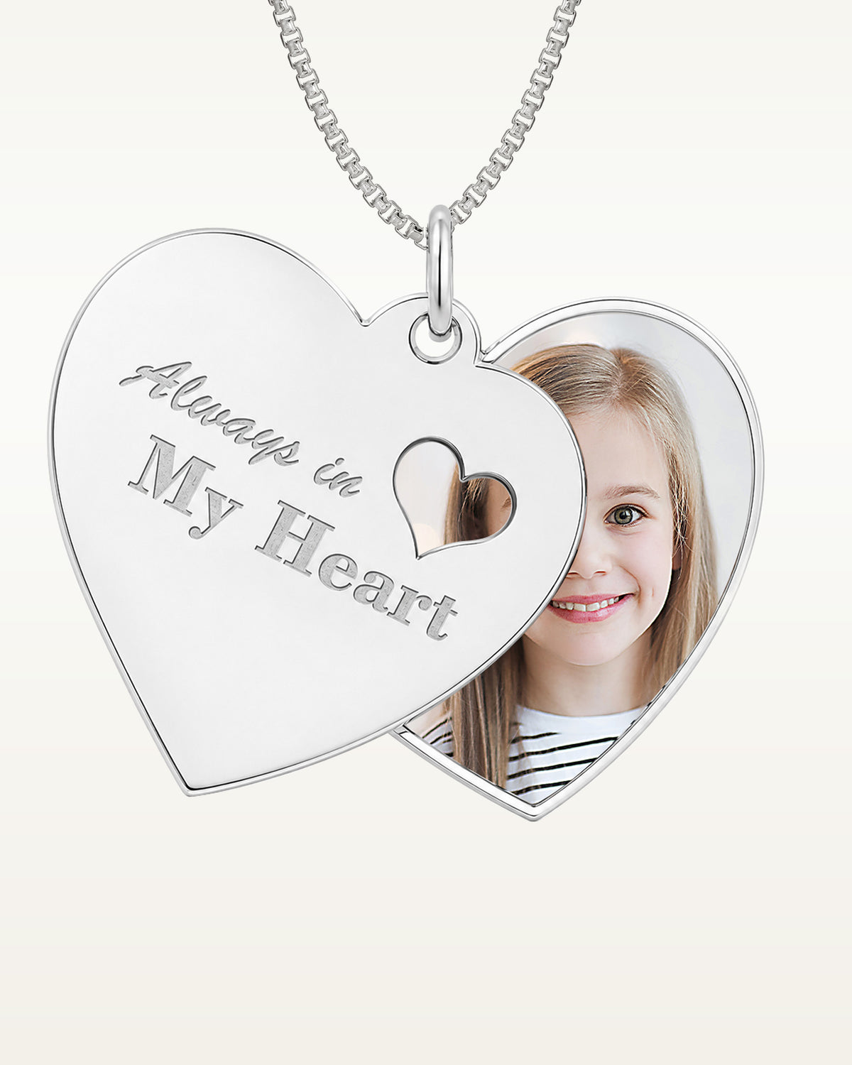 "Always In My Heart" Heart Swivel Photo Pendant