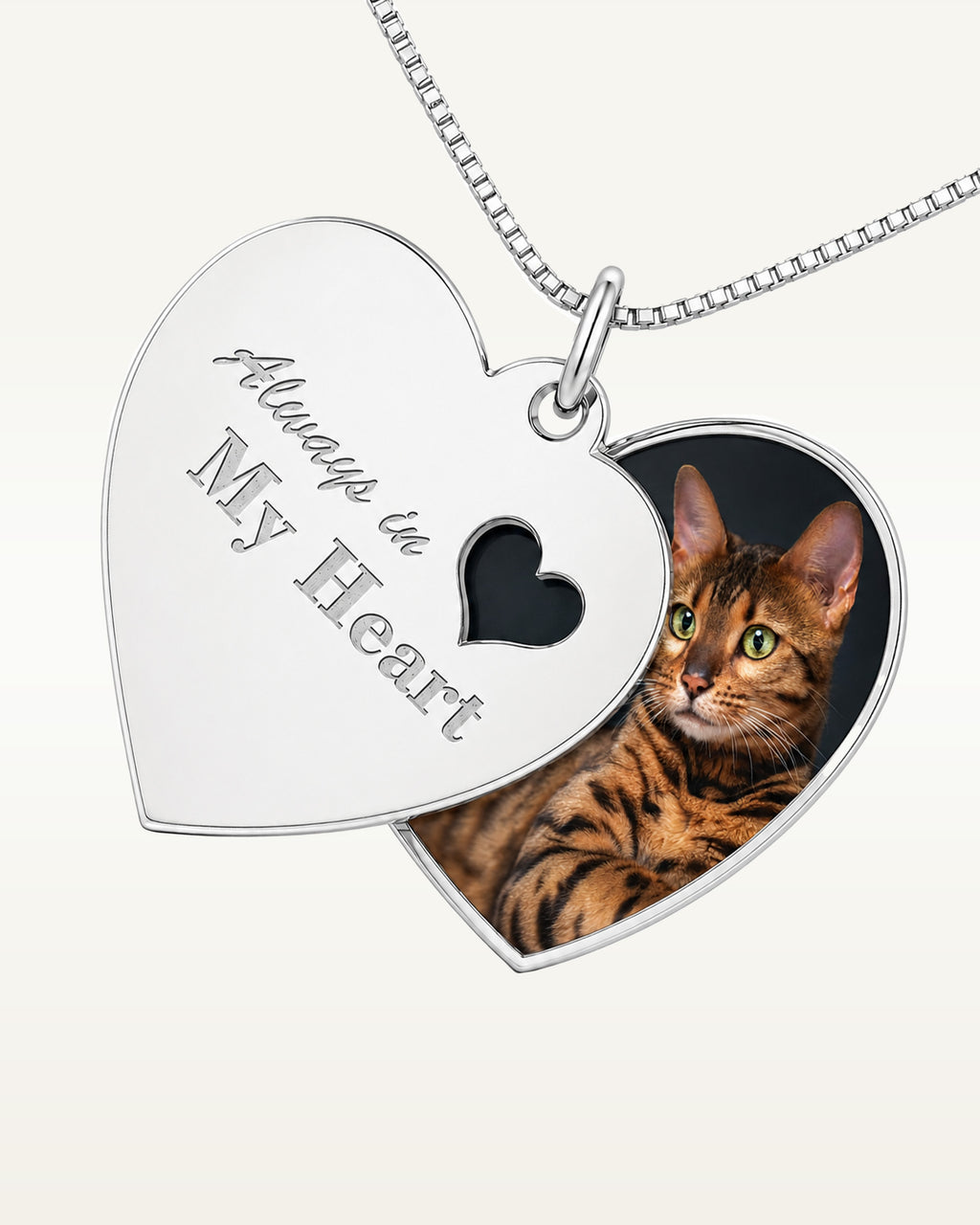 "Always In My Heart" Heart Swivel Photo Pendant