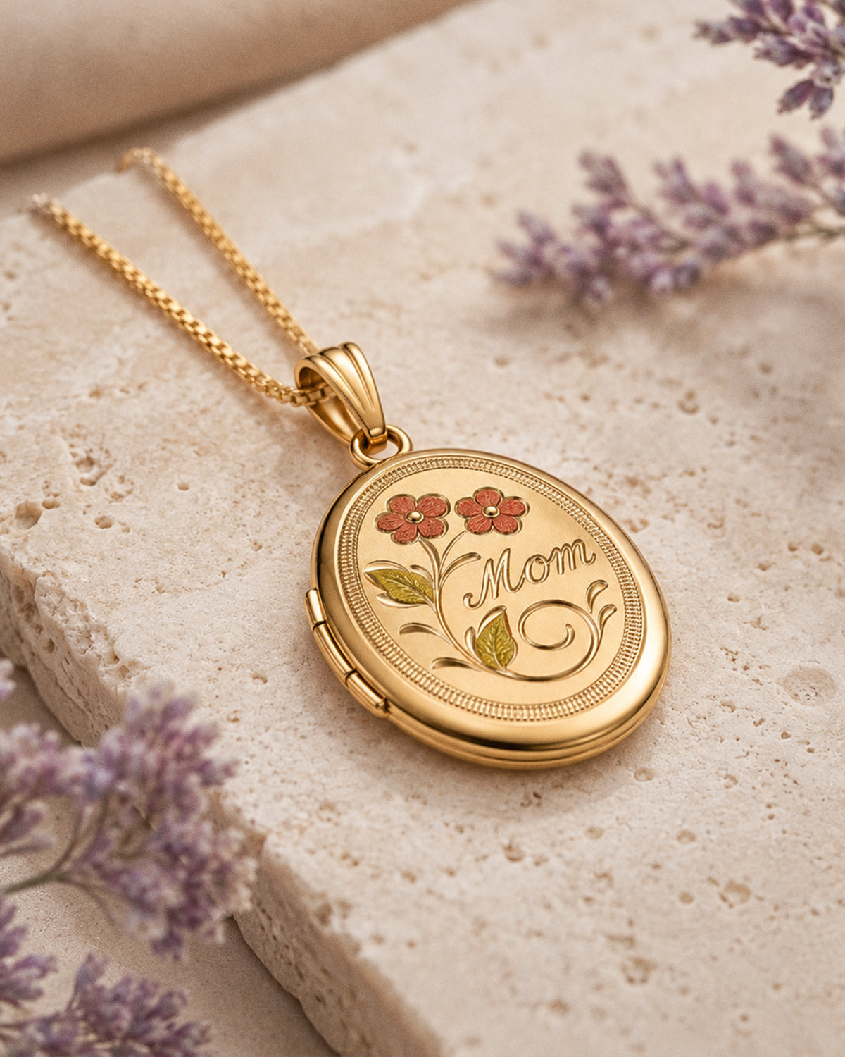 14k Gold Filled Mom Oval Photo Locket - lifestyle
