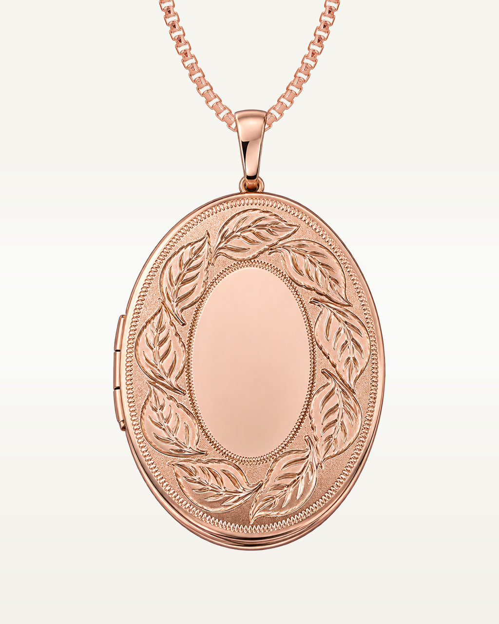 Rose Gold Plated Floral Oval Photo Locket