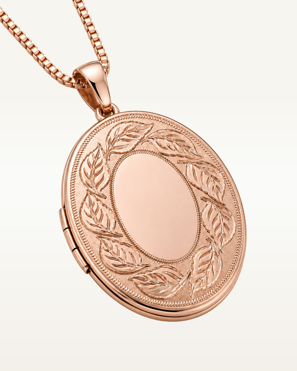 Rose Gold Plated Floral Oval Photo Locket