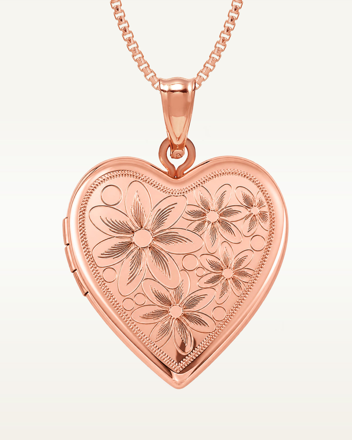 Rose Gold Plated Floral Heart Photo Locket
