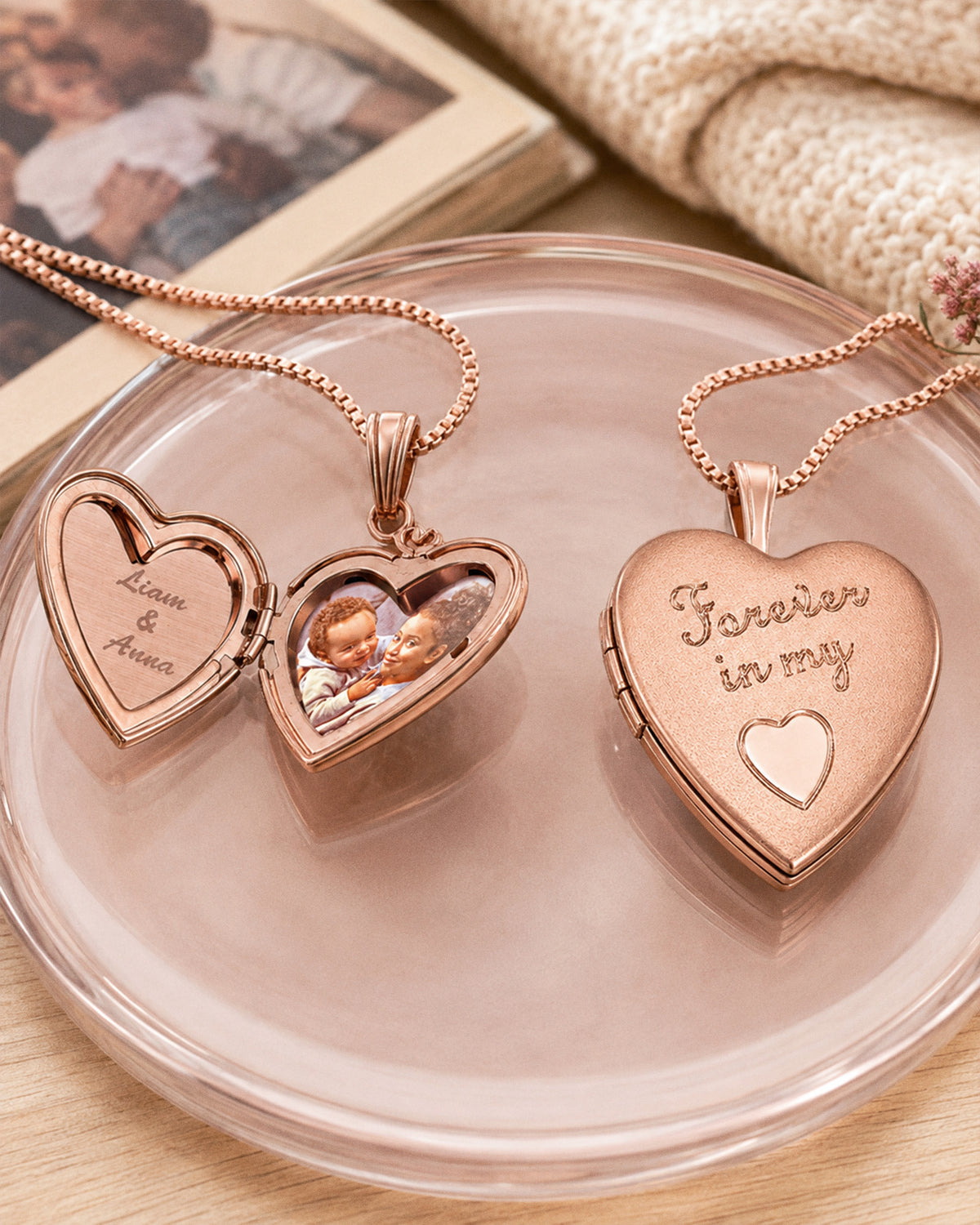 Rose Gold Plated Forever in my Heart Photo Locket - lifestyle