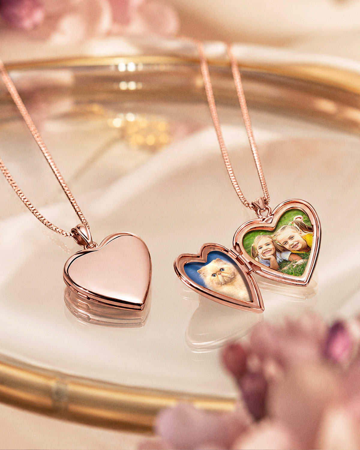 Rose Gold Plated Small Heart Photo Locket - lifestyle