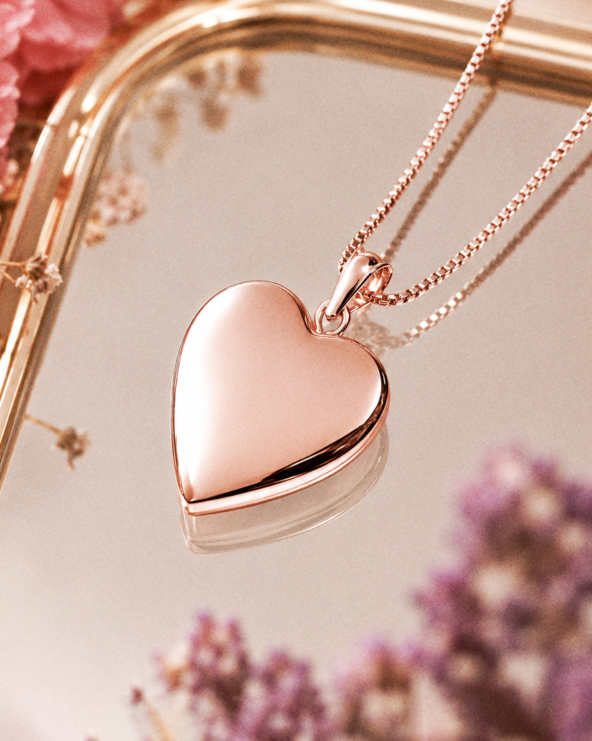 Rose Gold Plated Classic Heart Photo Locket - lifestyle