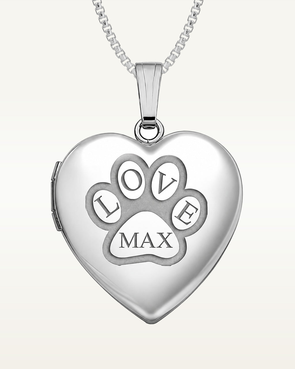 Sterling Silver Personalized Paw Print Heart Photo Locket