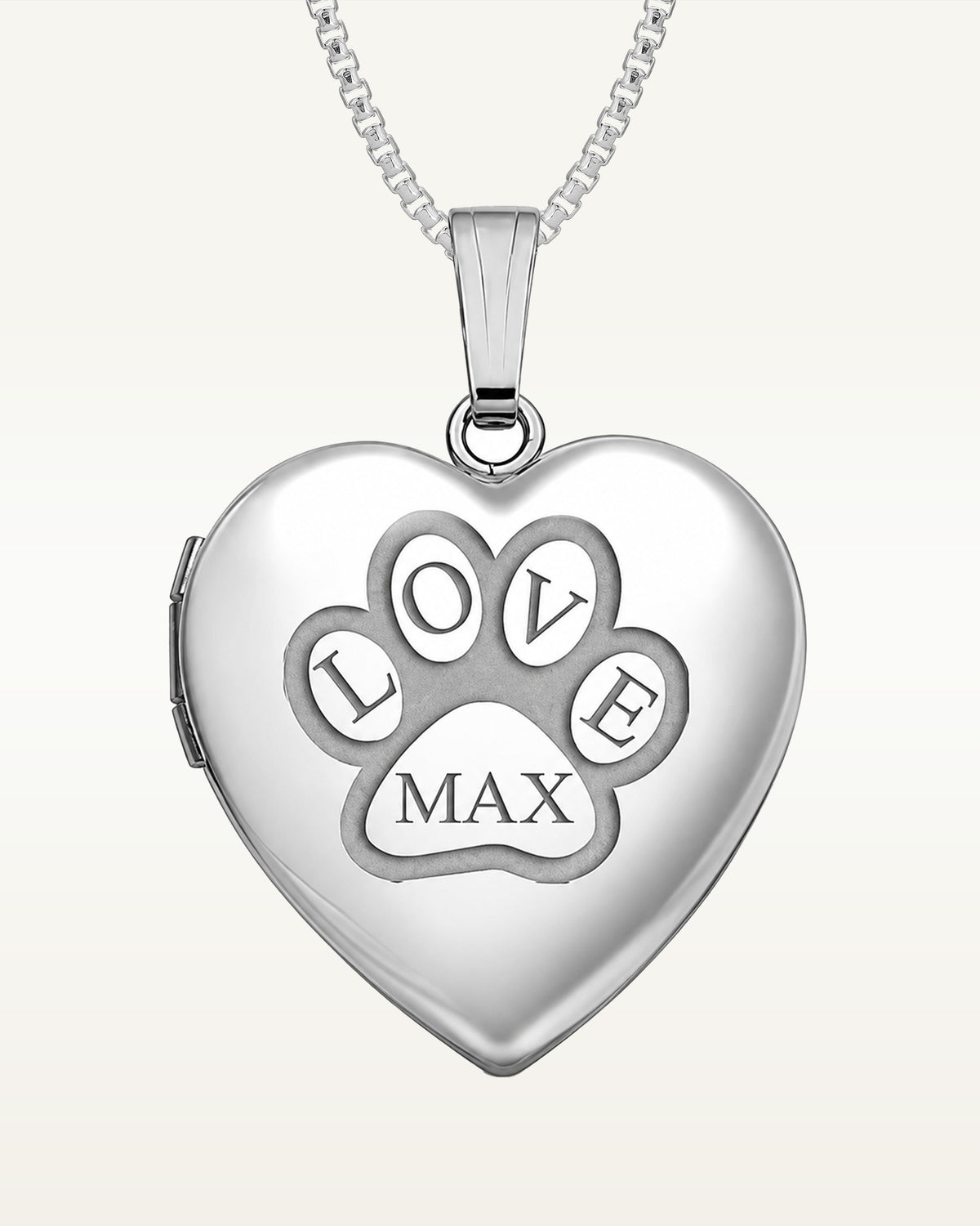 Silver Personalized Paw Print Heart Photo Locket