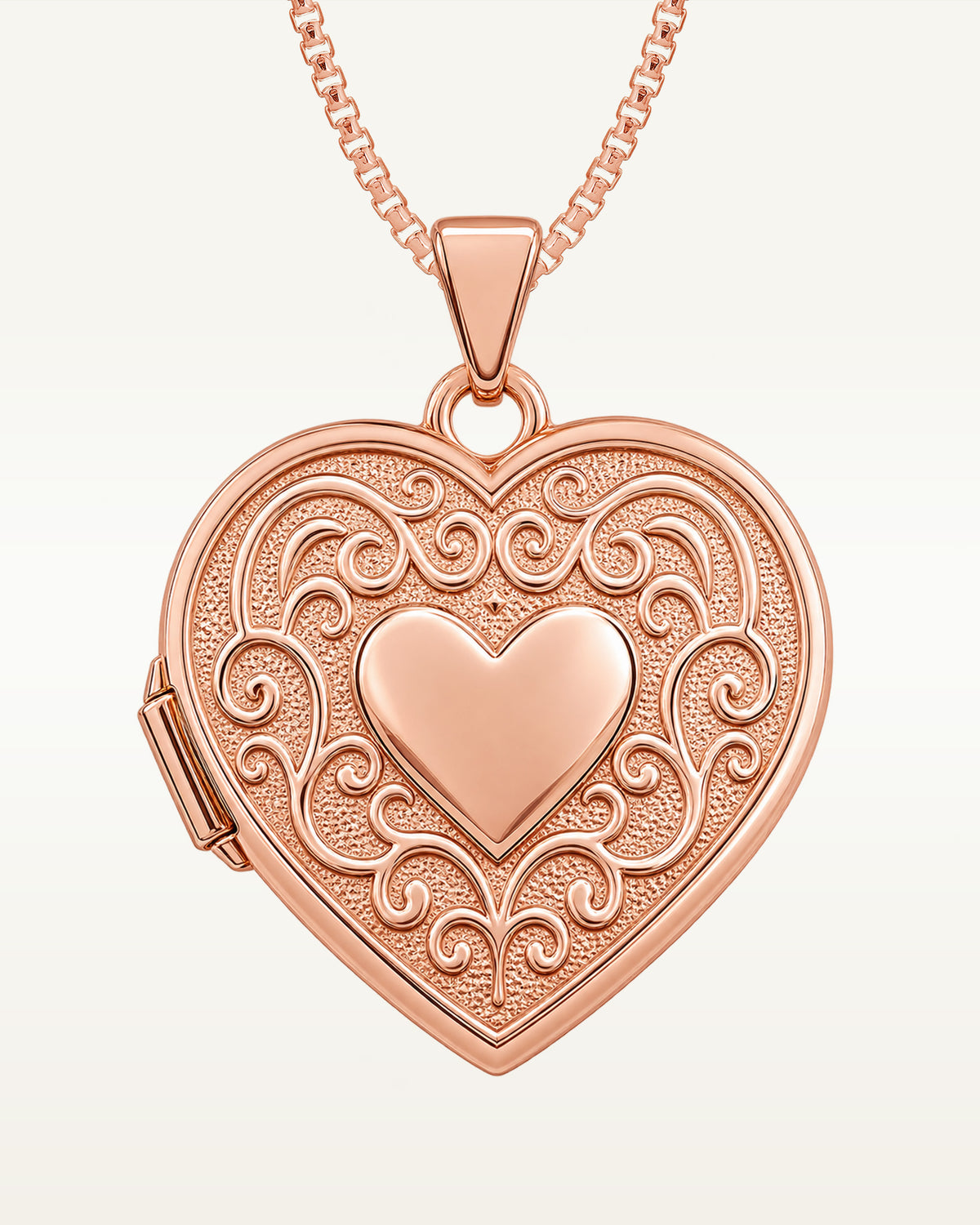 14k Rose Gold Floral Heart Photo Locket