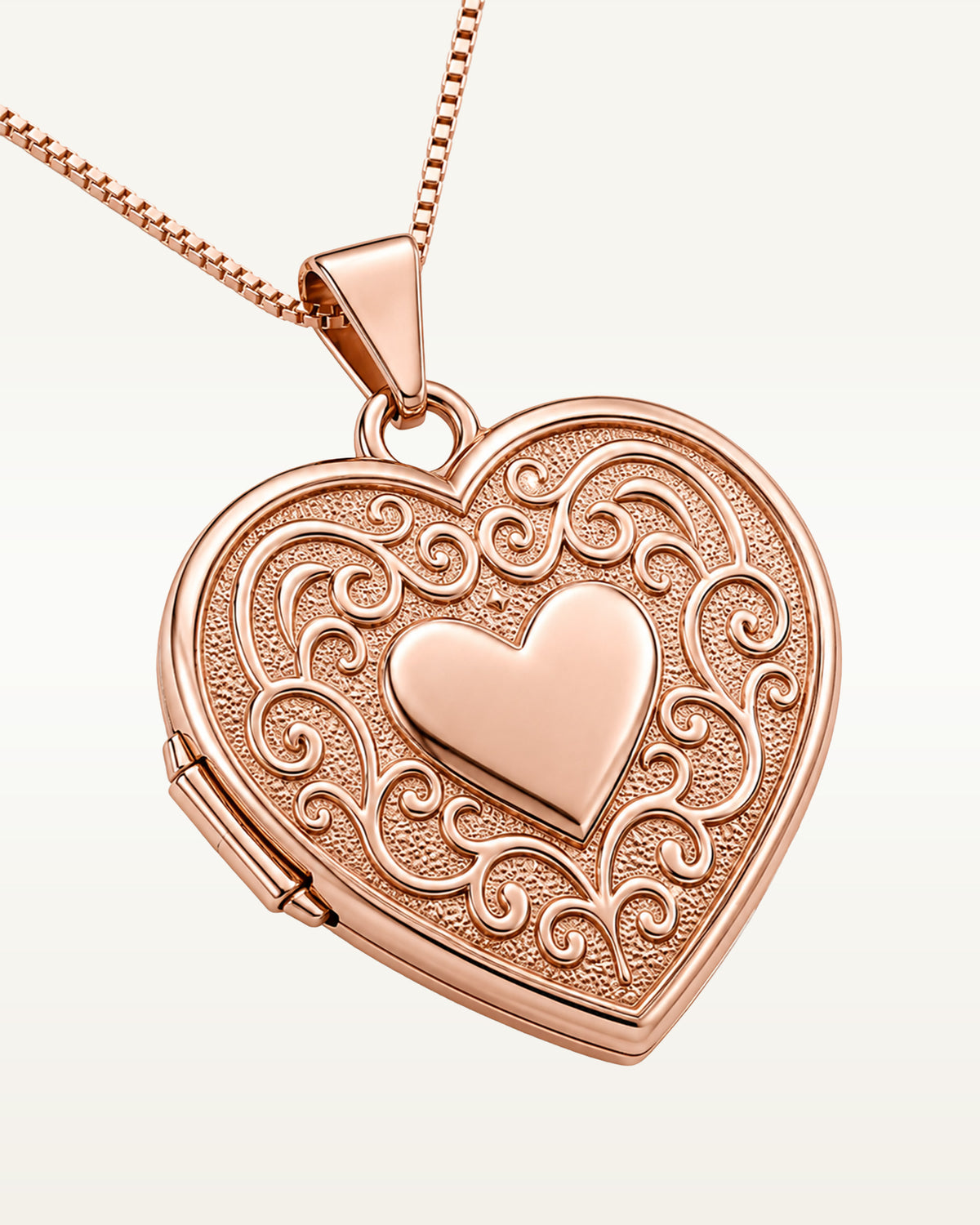 14k Rose Gold Floral Heart Photo Locket