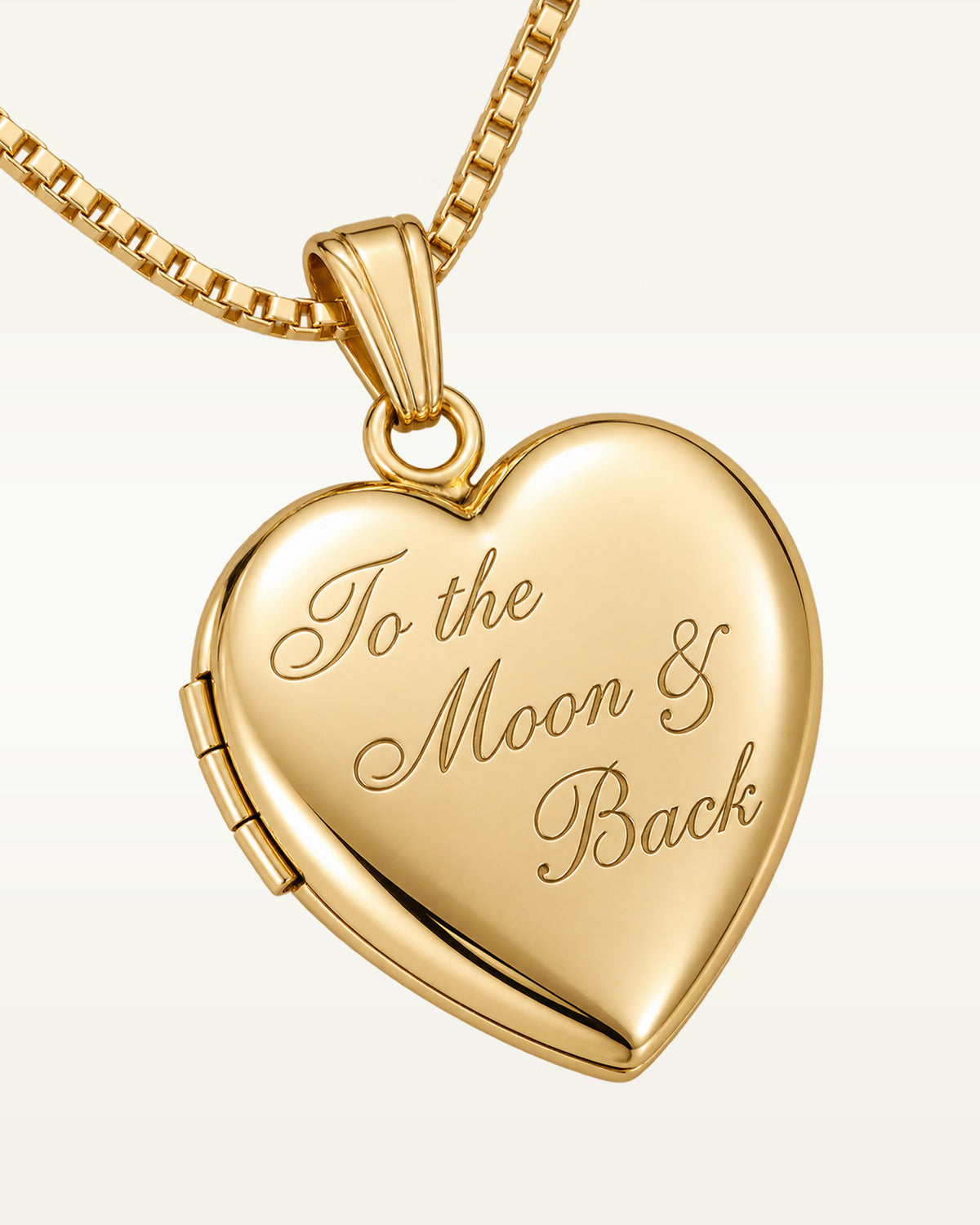 14k Yellow Gold ' I Love You To the Moon and Back ' Heart Photo Locket