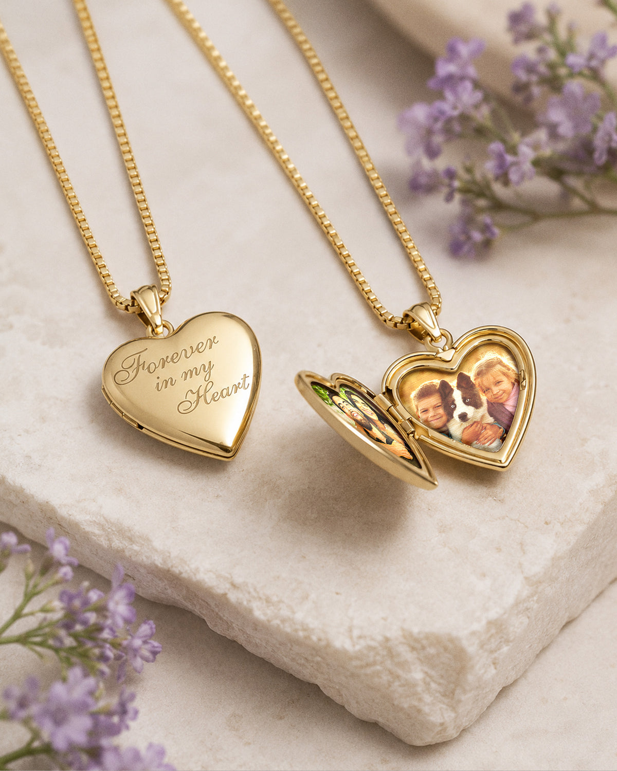 Yellow Gold Forever in My Heart Photo Locket - lifestyle