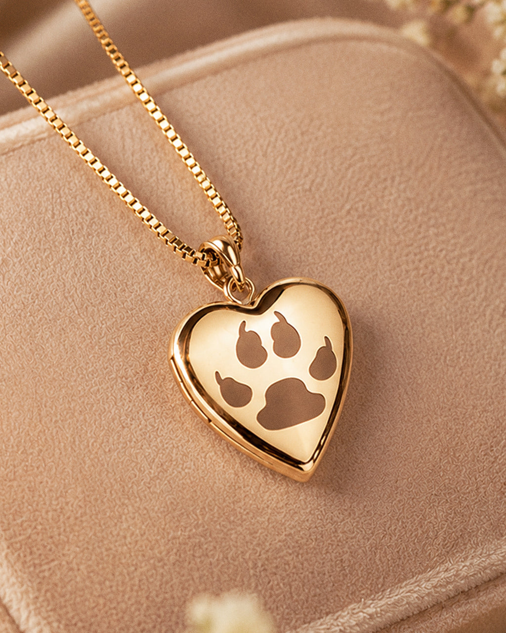 14k Gold Filled Cat Paw Print Heart Photo Locket - lifestyle