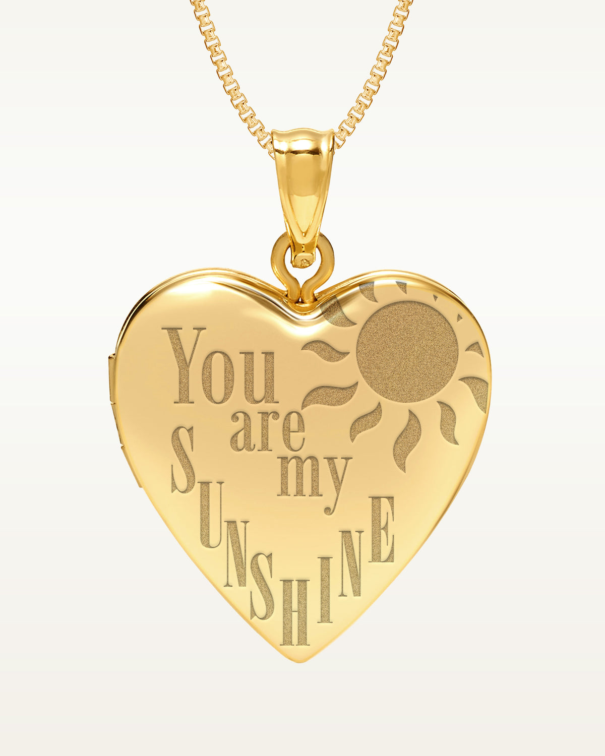 Yellow Gold You Are My Sunshine Heart Photo Locket