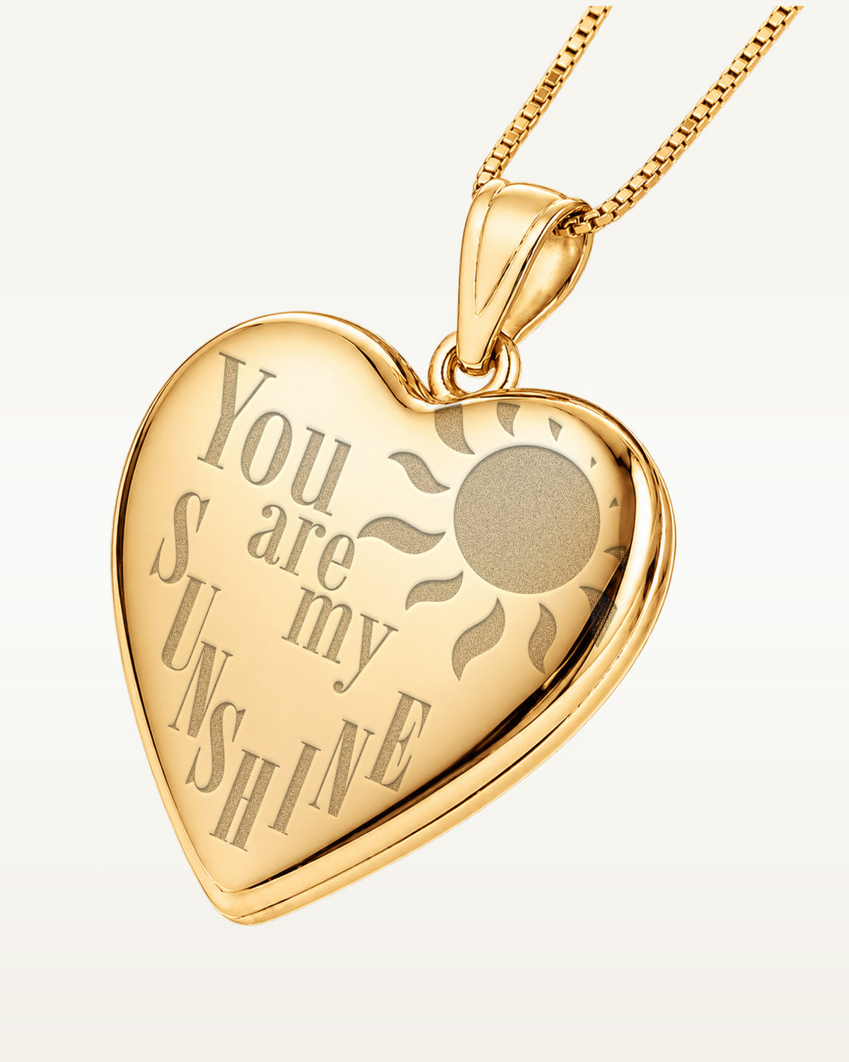Yellow Gold You Are My Sunshine Heart Photo Locket