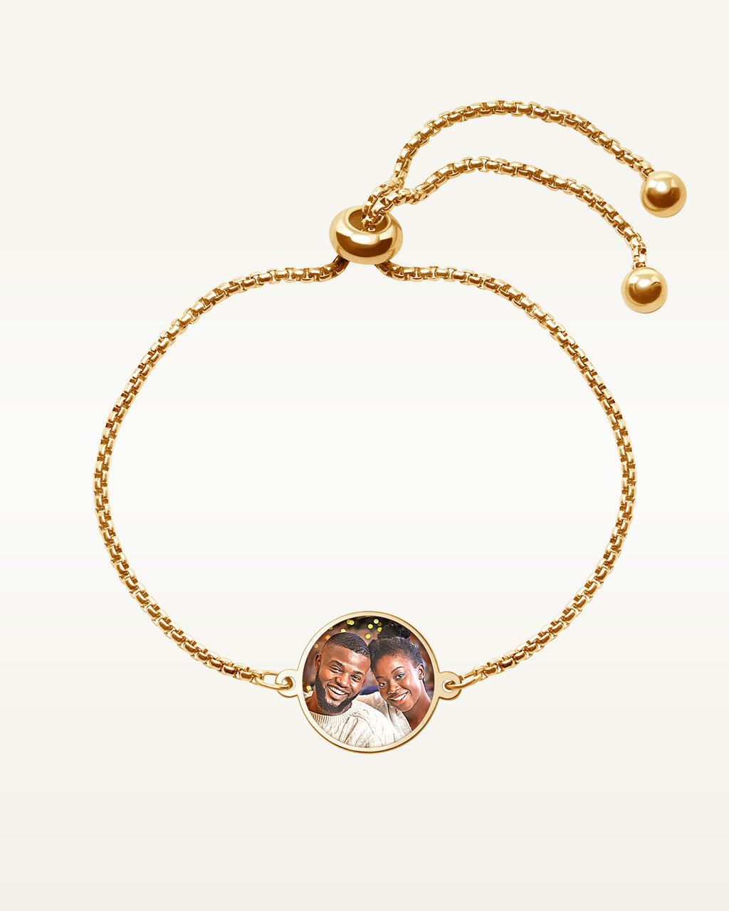 Women's Adjustable Round Photo Engraved Bracelet