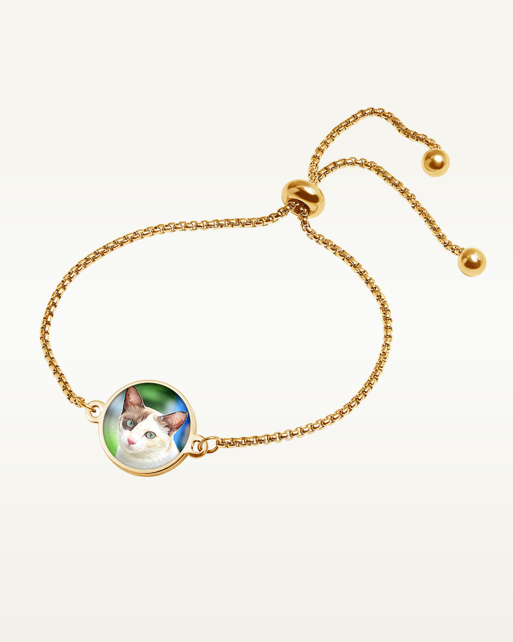 Women's Adjustable Round Photo Engraved Bracelet