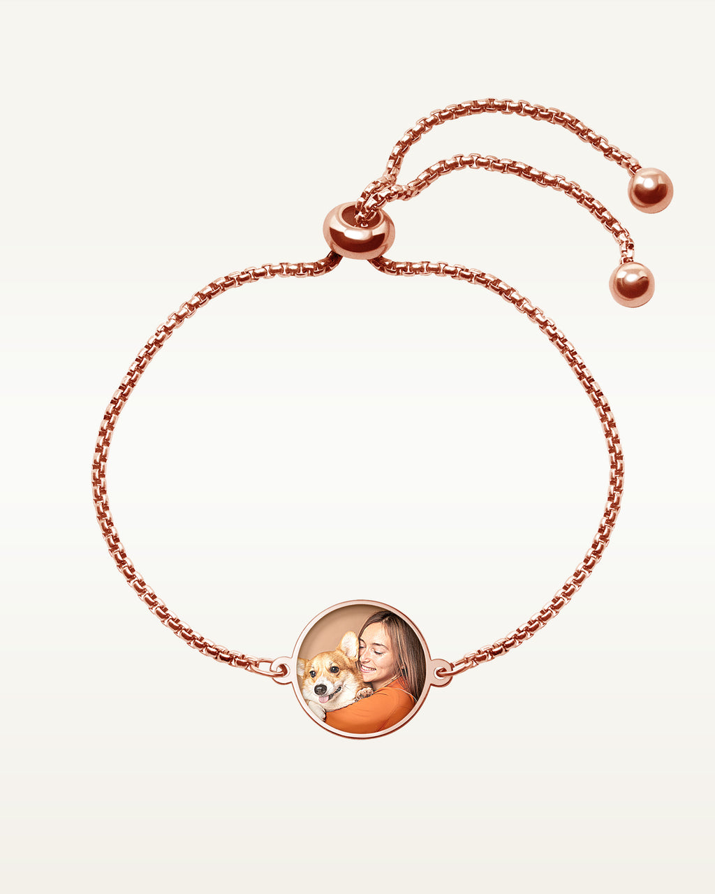 Women's Adjustable Round Photo Engraved Bracelet