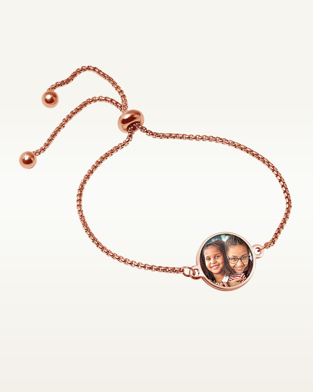 Women's Adjustable Round Photo Engraved Bracelet